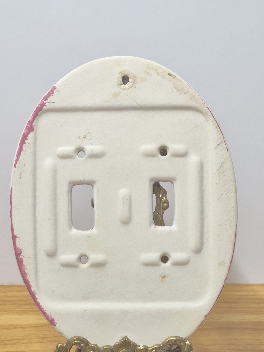 Vintage Oval Porcelain Light Switch & Outlet Covers 6Pc Set Floral Butterfly - Picture 3 of 16